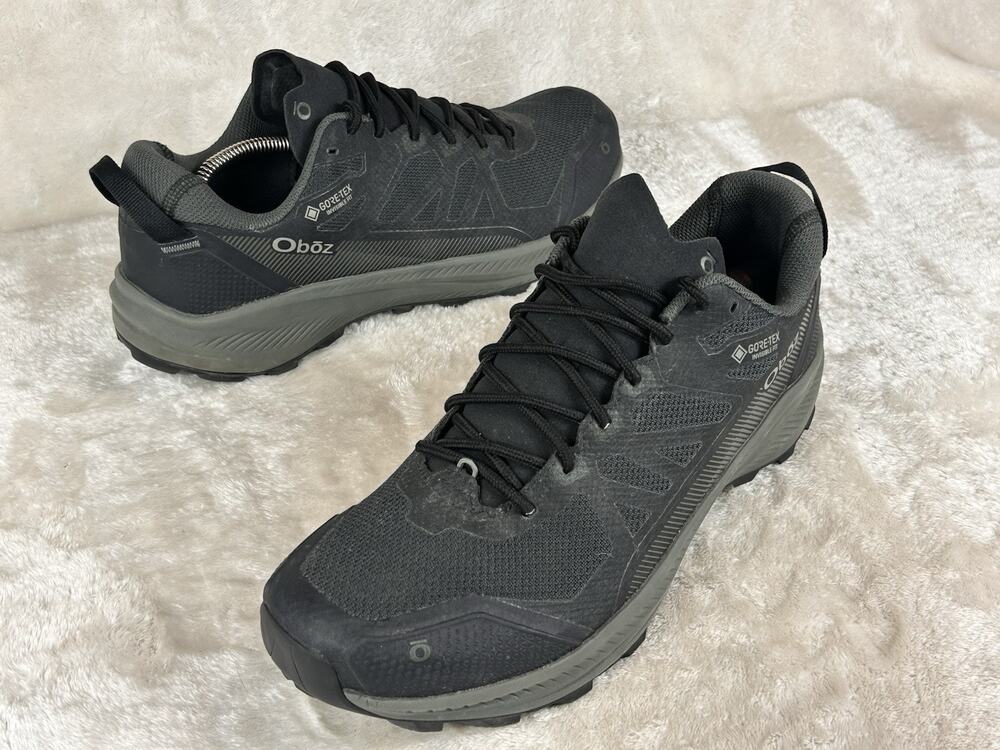 Oboz Shoes Men's Sz 12 Grey Black Katabatic LT Low GTX Hiking Outdoors Sneakers